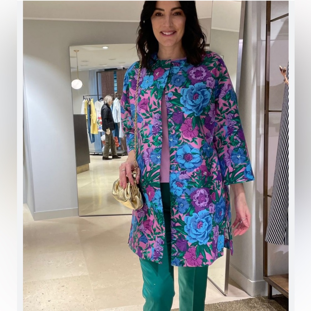 Weekend by Maxmara Women's Blue Calmi Printed Cotton Coat